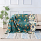 Cotton Reversible Blanket - NordicNest with Bird & Flower Design