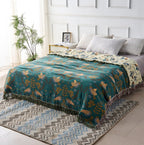 Cotton Reversible Blanket - NordicNest with Bird & Flower Design