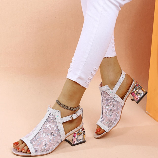 Gold Open Toe High Heel Sandals - LuxeStep