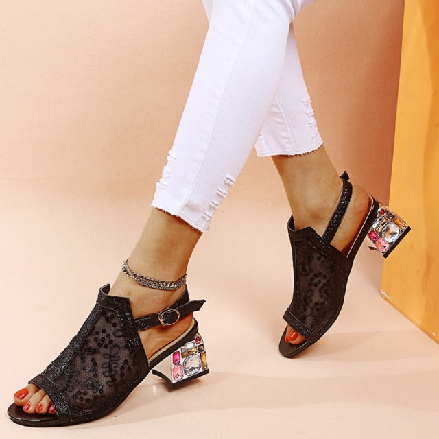 Gold Open Toe High Heel Sandals - LuxeStep