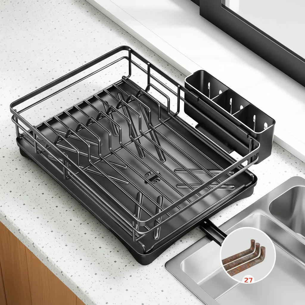 Large Dish Rack with Drip Tray - AquaNest Essentials