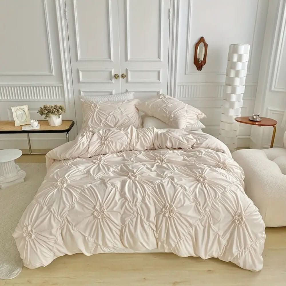 Ruffled Floral Microfiber Duvet Set - LuxeNest
