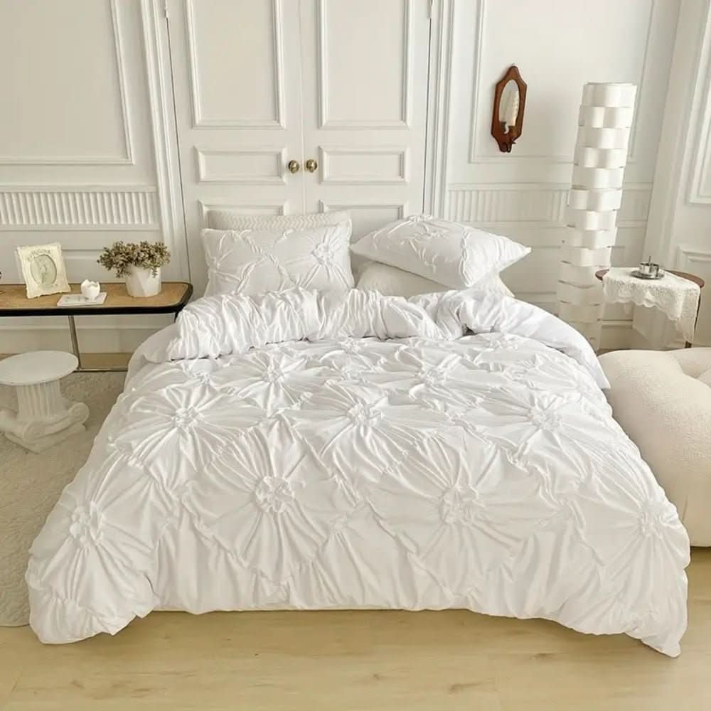 Ruffled Floral Microfiber Duvet Set - LuxeNest