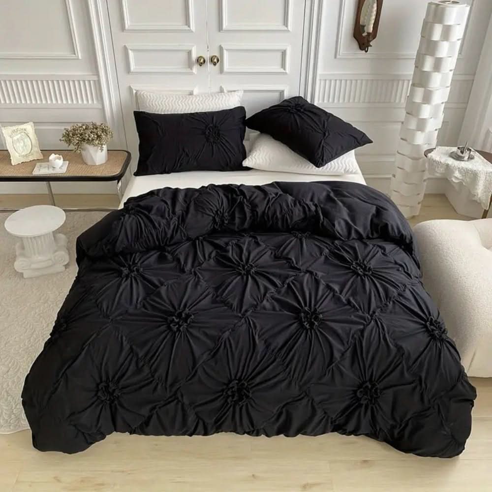 Ruffled Floral Microfiber Duvet Set - LuxeNest
