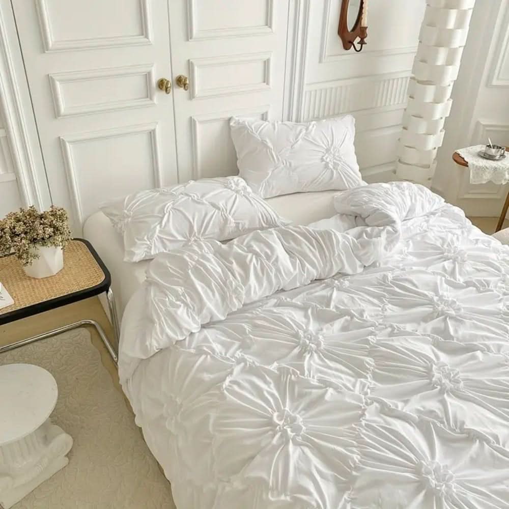 Ruffled Floral Microfiber Duvet Set - LuxeNest