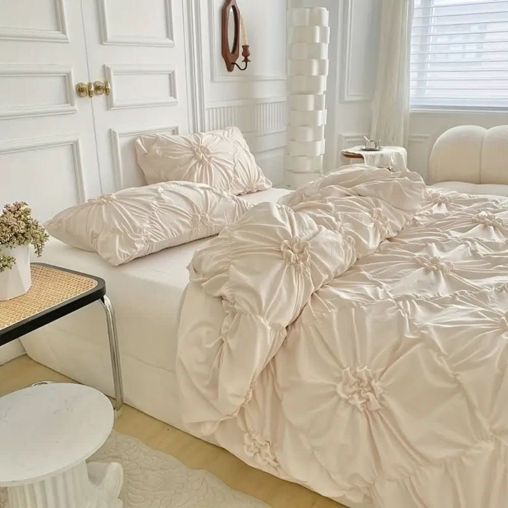 Ruffled Floral Microfiber Duvet Set - LuxeNest