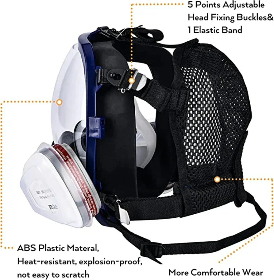 Anti-Fog Full Face Mask with Industrial Gas Filters - PureGuard