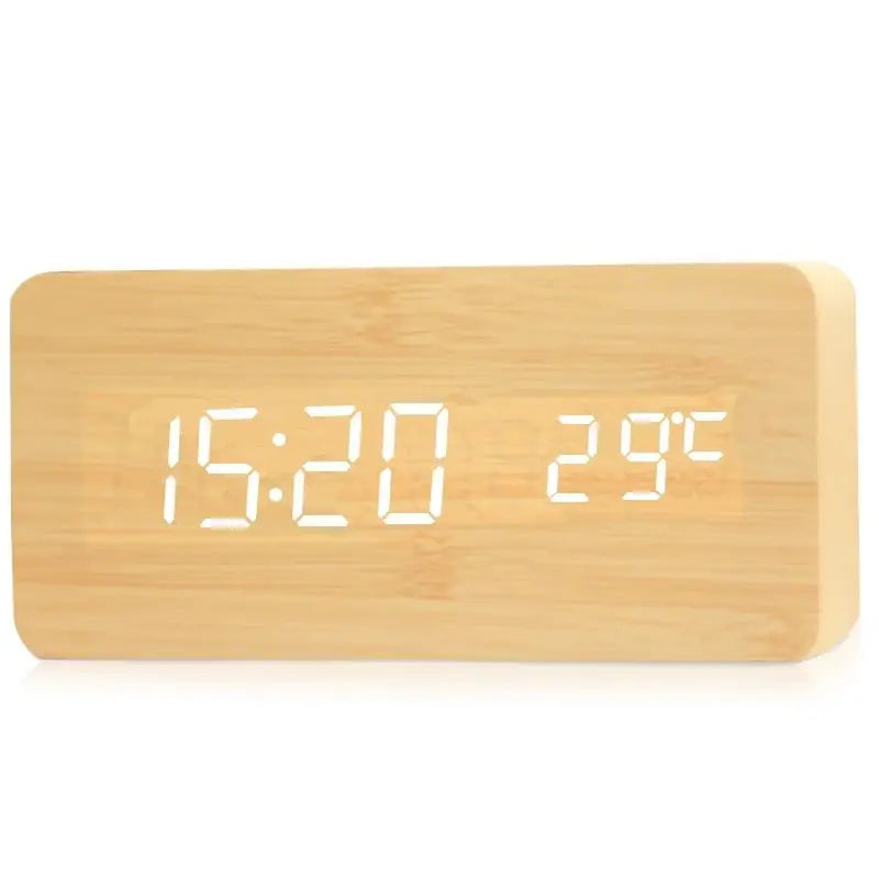Wooden LED Alarm Clock - TimberGlow