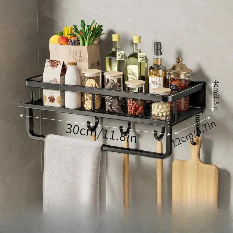 Sleek Black Kitchen Shelf - UrbanNest