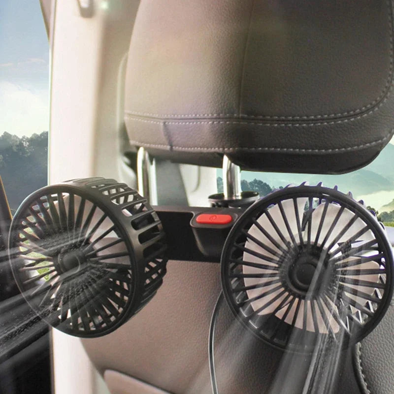 Dual-Head USB Car Fan - AeroBreeze 360° Adjustable Cooling