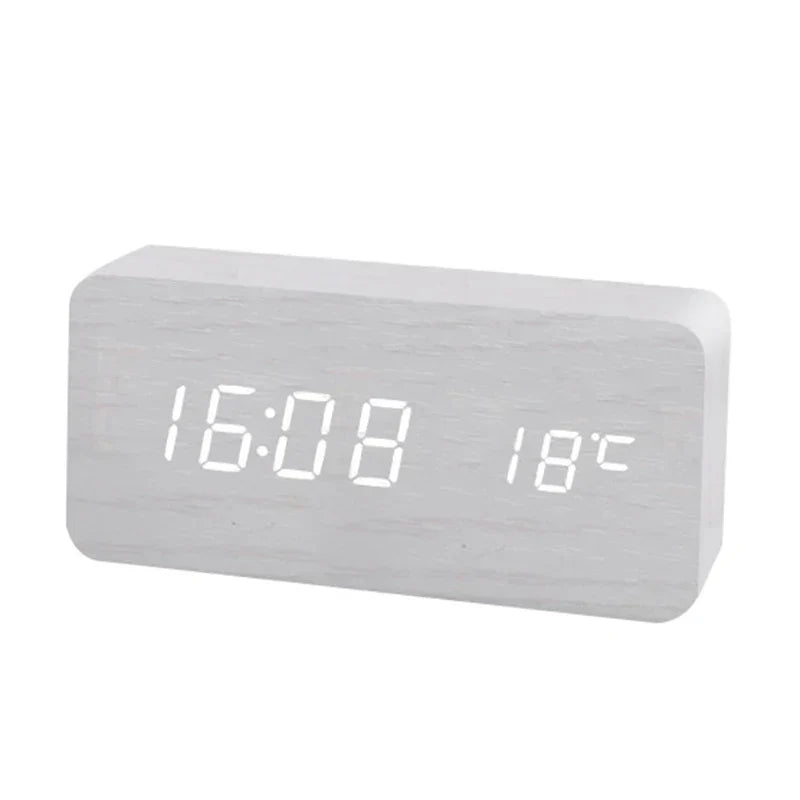 Wooden LED Alarm Clock - TimberGlow