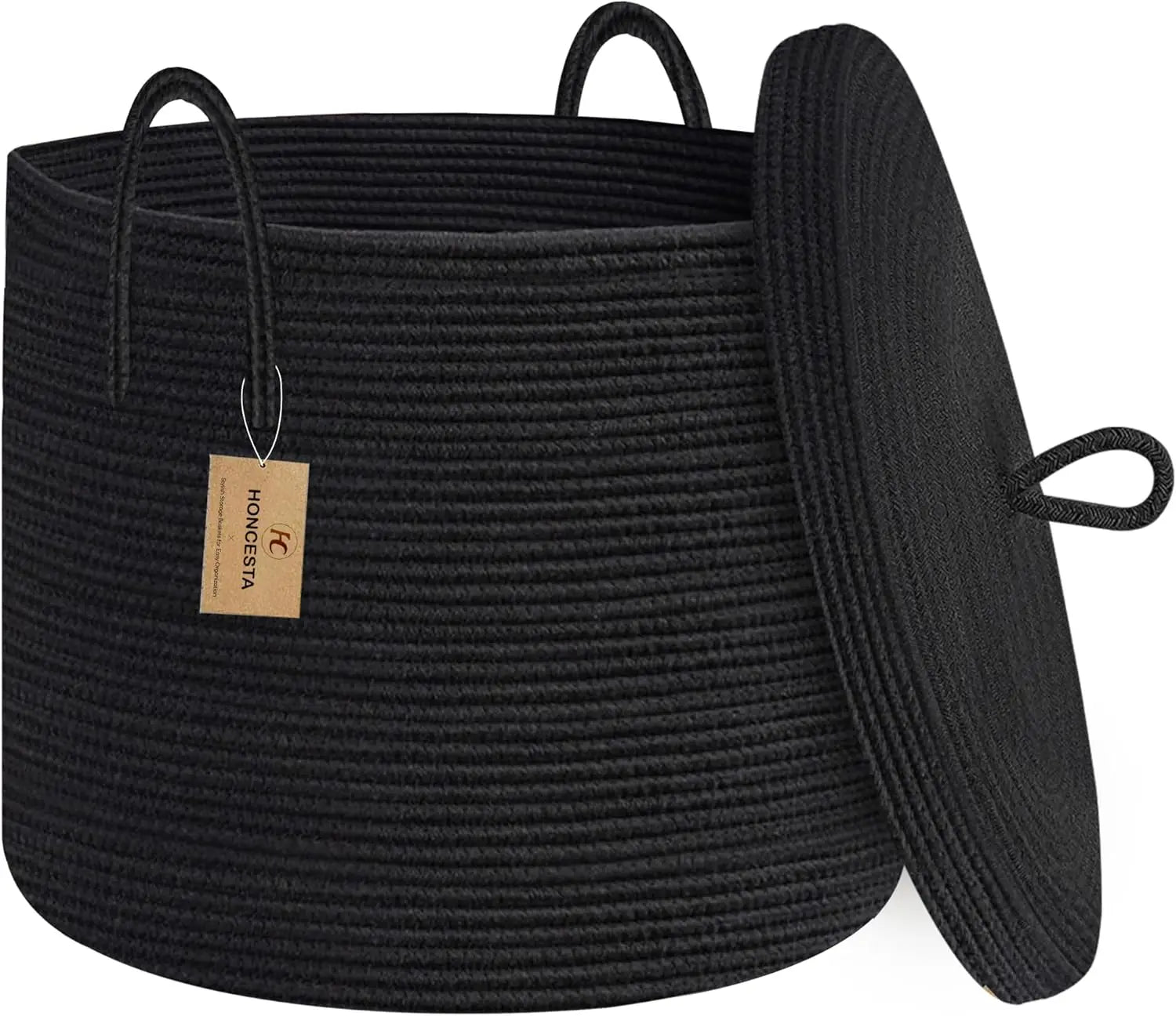 Cotton Rope Storage Basket with Lid - Havenly Home