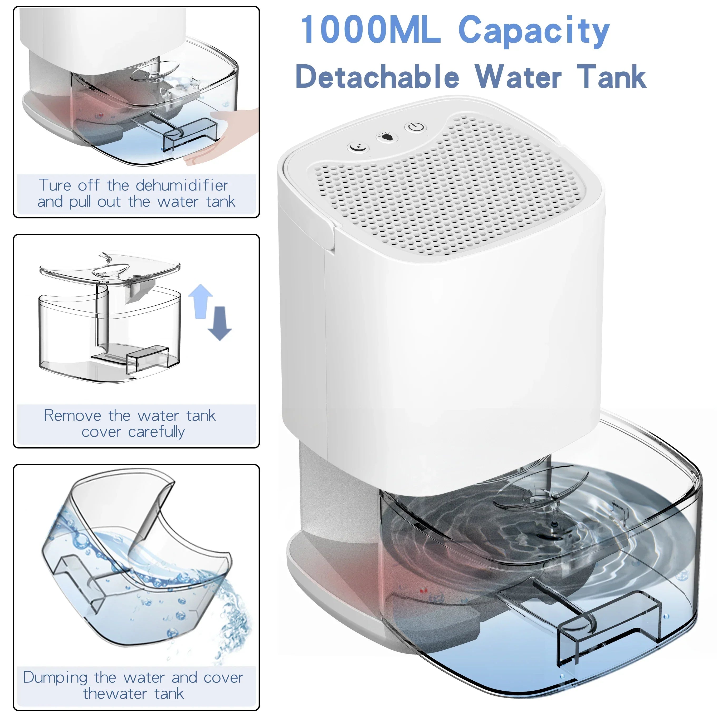 Dehumidifier with Air Filter and Night Light - PureAir Luxe