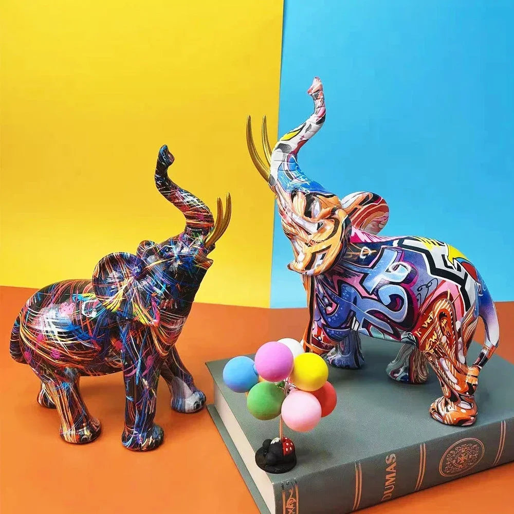 Artistic Elephant Sculpture - UrbanCraft™ Graffiti Design