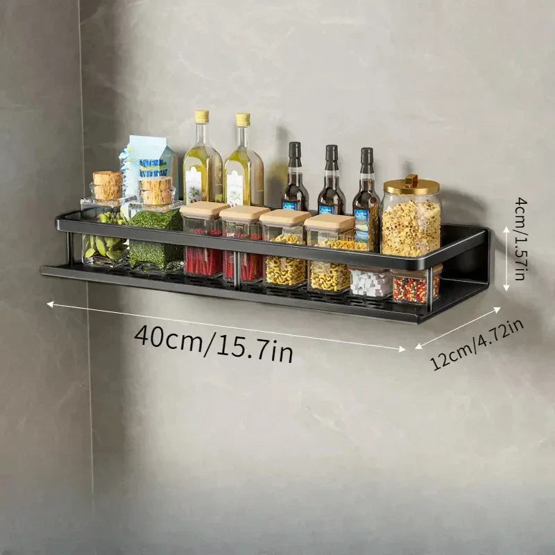 Sleek Black Kitchen Shelf - UrbanNest