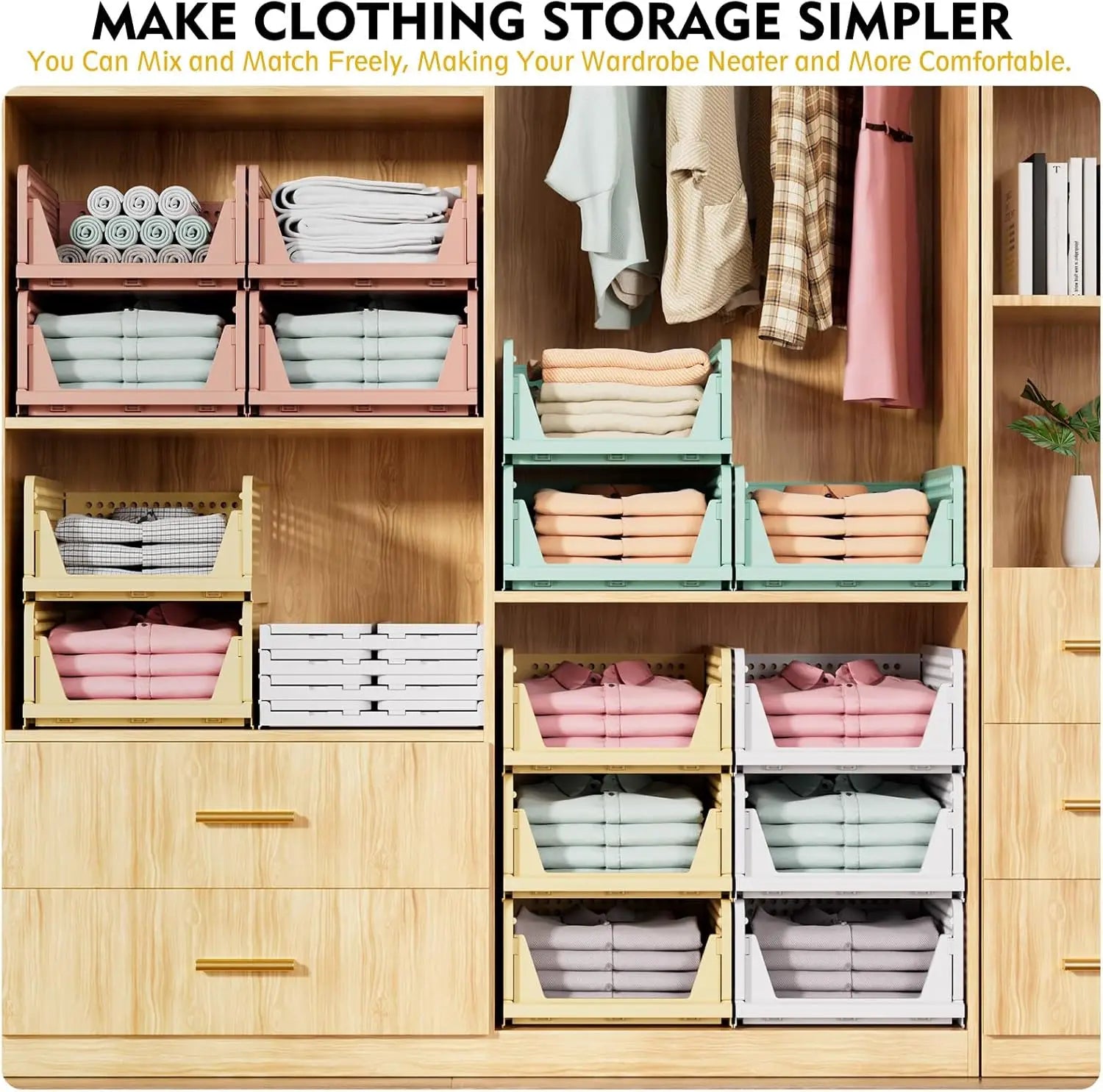 Stackable Foldable Closet Storage Boxes - LuxeHome