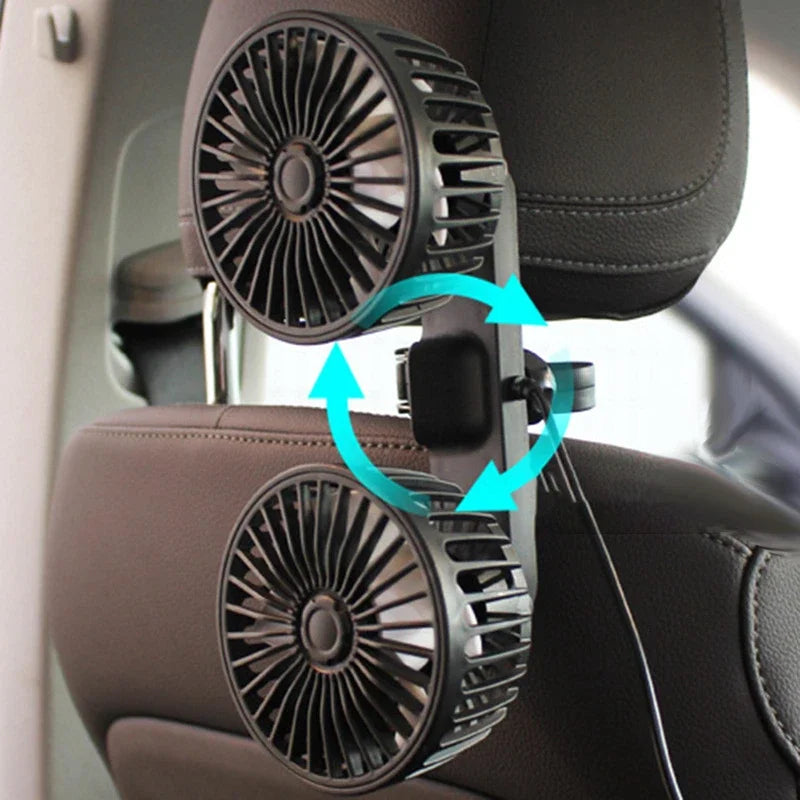 Dual-Head USB Car Fan - AeroBreeze 360° Adjustable Cooling