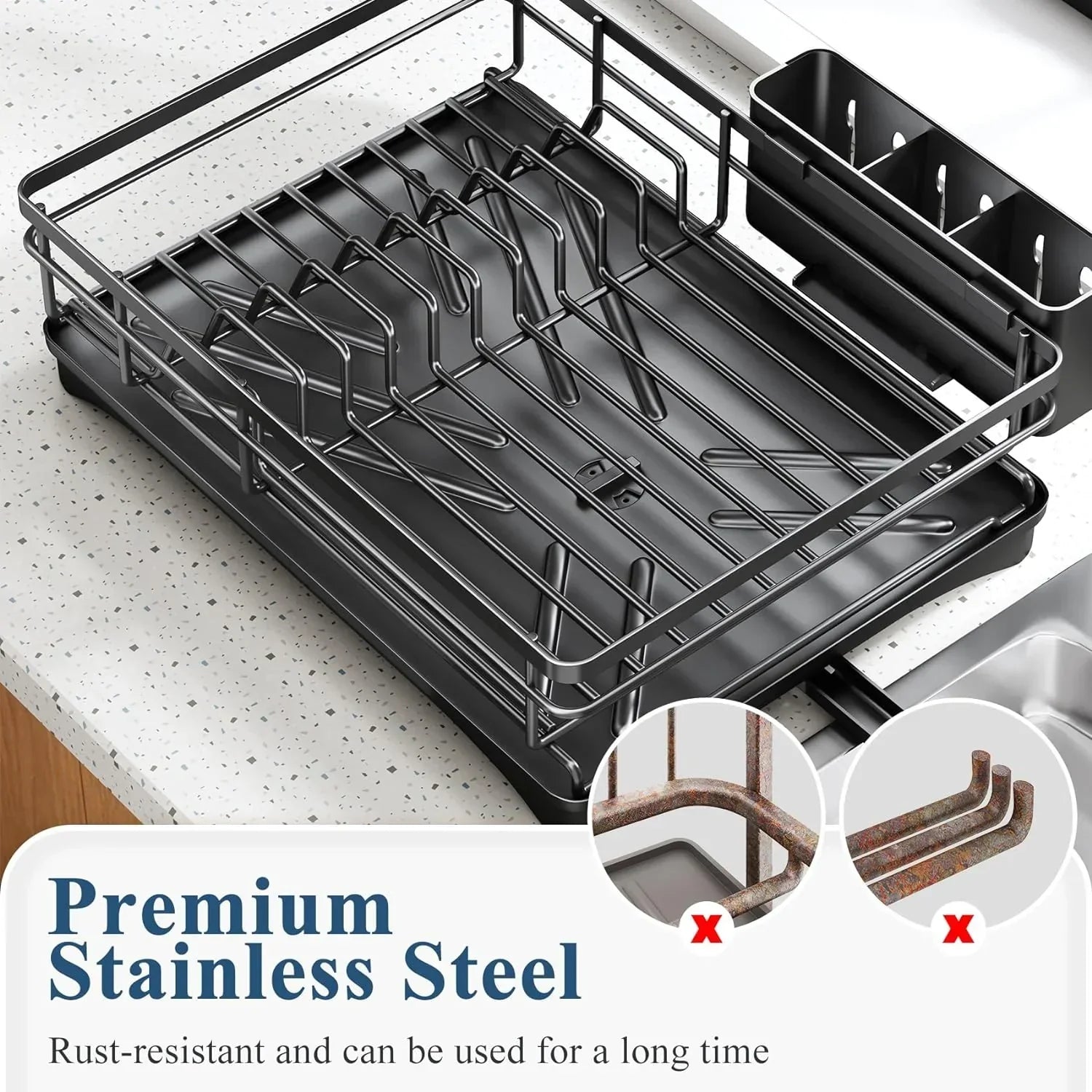 Dish Drying Rack with Cutlery Holder - LuxeHome