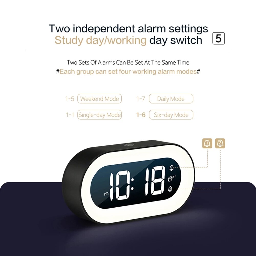 Smart Digital Alarm Clock with Night Light - Luminara