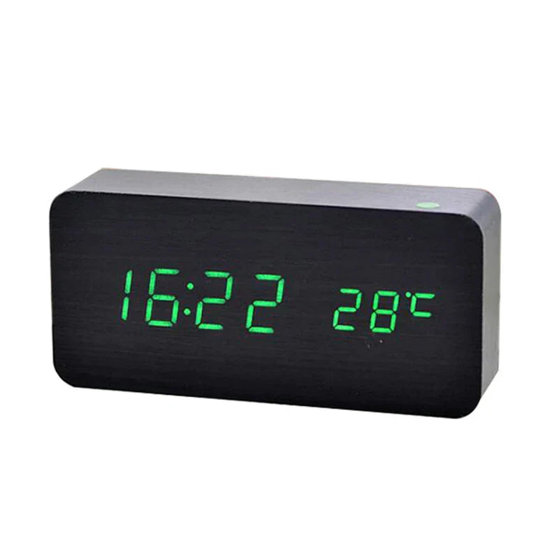 Wooden LED Alarm Clock - TimberGlow