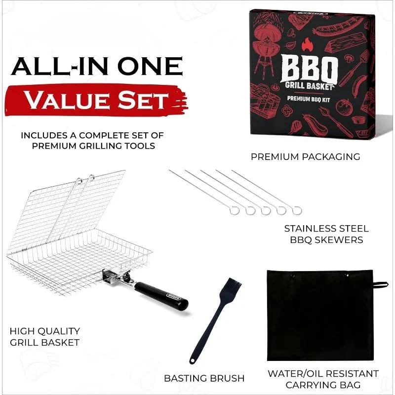Grill Basket - EmberCraft Foldable Stainless Steel BBQ Tool