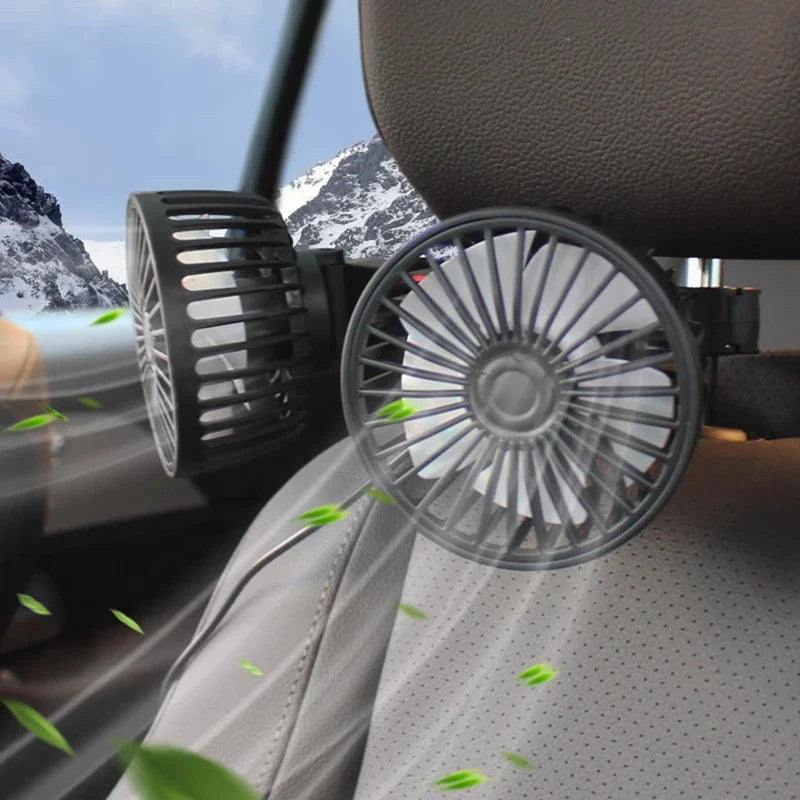 Dual-Head USB Car Fan - AeroBreeze 360° Adjustable Cooling