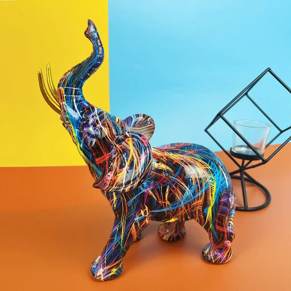 Artistic Elephant Sculpture - UrbanCraft™ Graffiti Design
