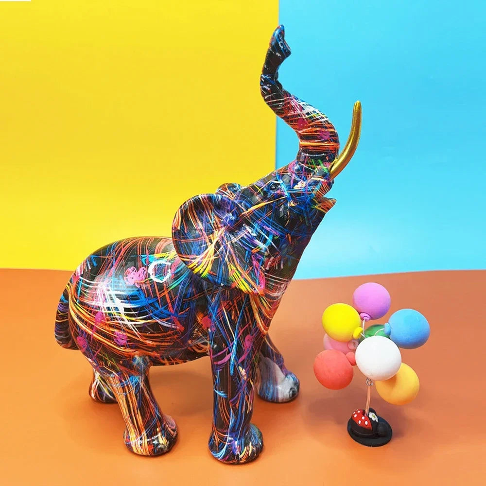 Artistic Elephant Sculpture - UrbanCraft™ Graffiti Design