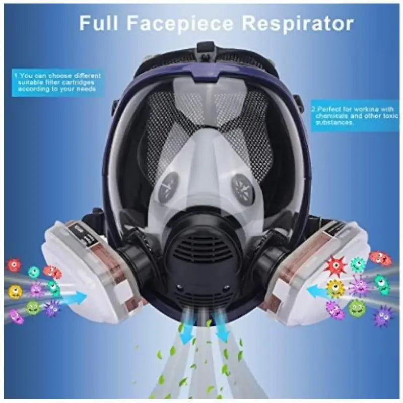 Anti-Fog Full Face Mask with Industrial Gas Filters - PureGuard