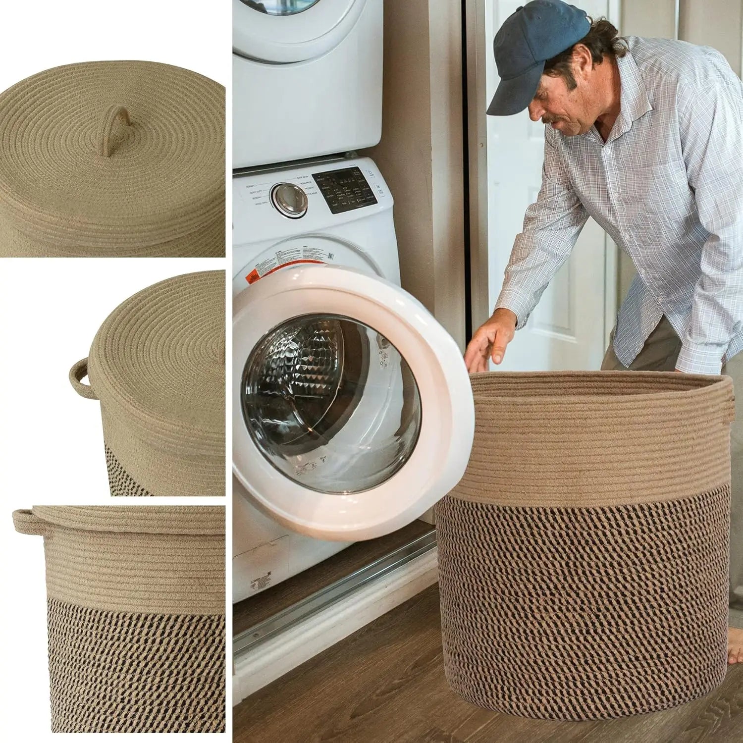 Braided Cotton Storage Basket with Lid - LuxeHome