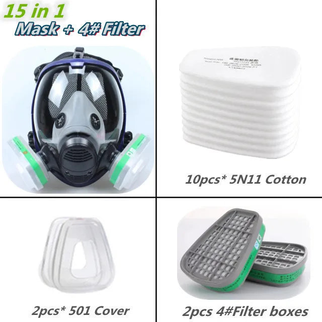 Anti-Fog Full Face Mask with Industrial Gas Filters - PureGuard