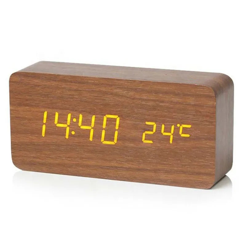 Wooden LED Alarm Clock - TimberGlow