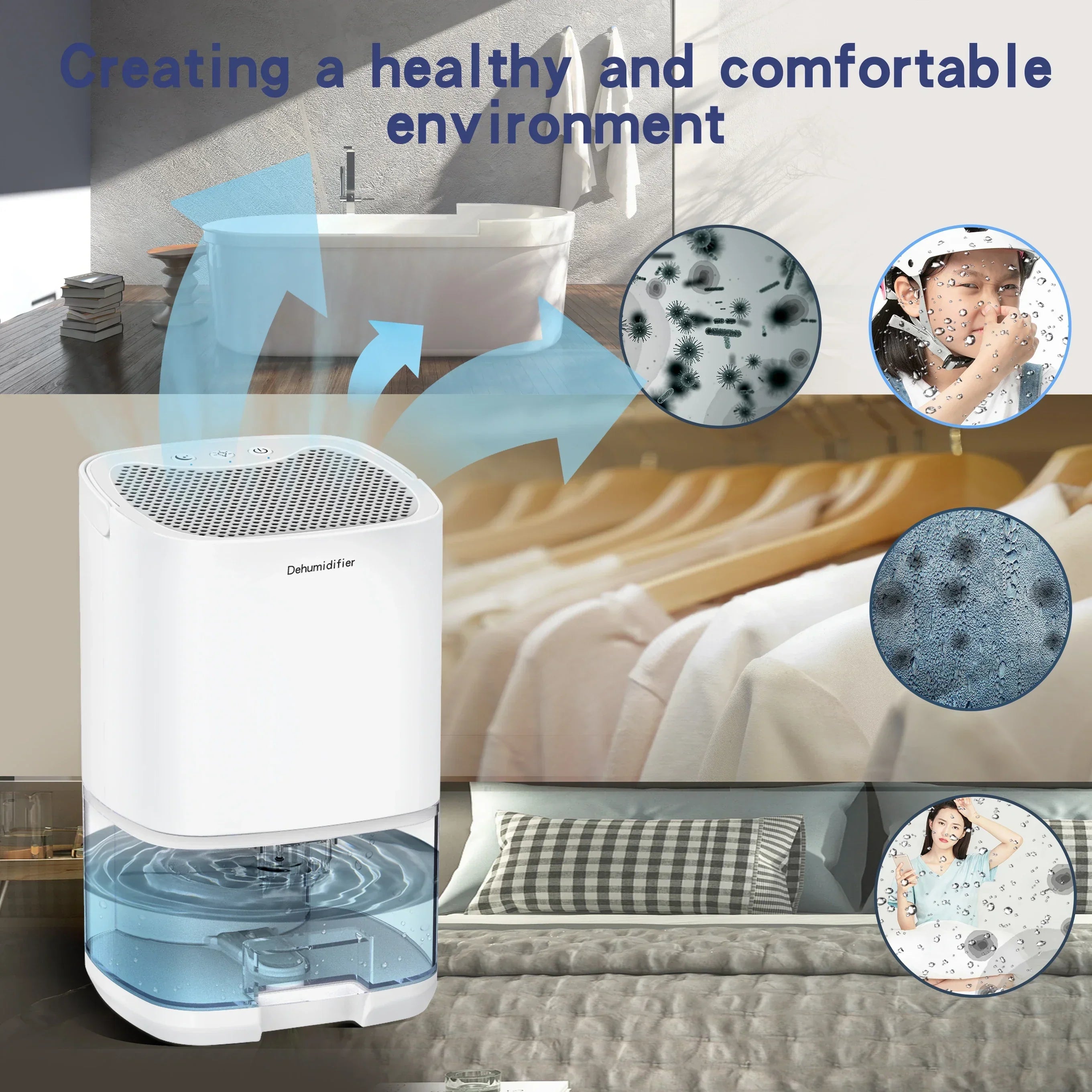 Dehumidifier with Air Filter and Night Light - PureAir Luxe