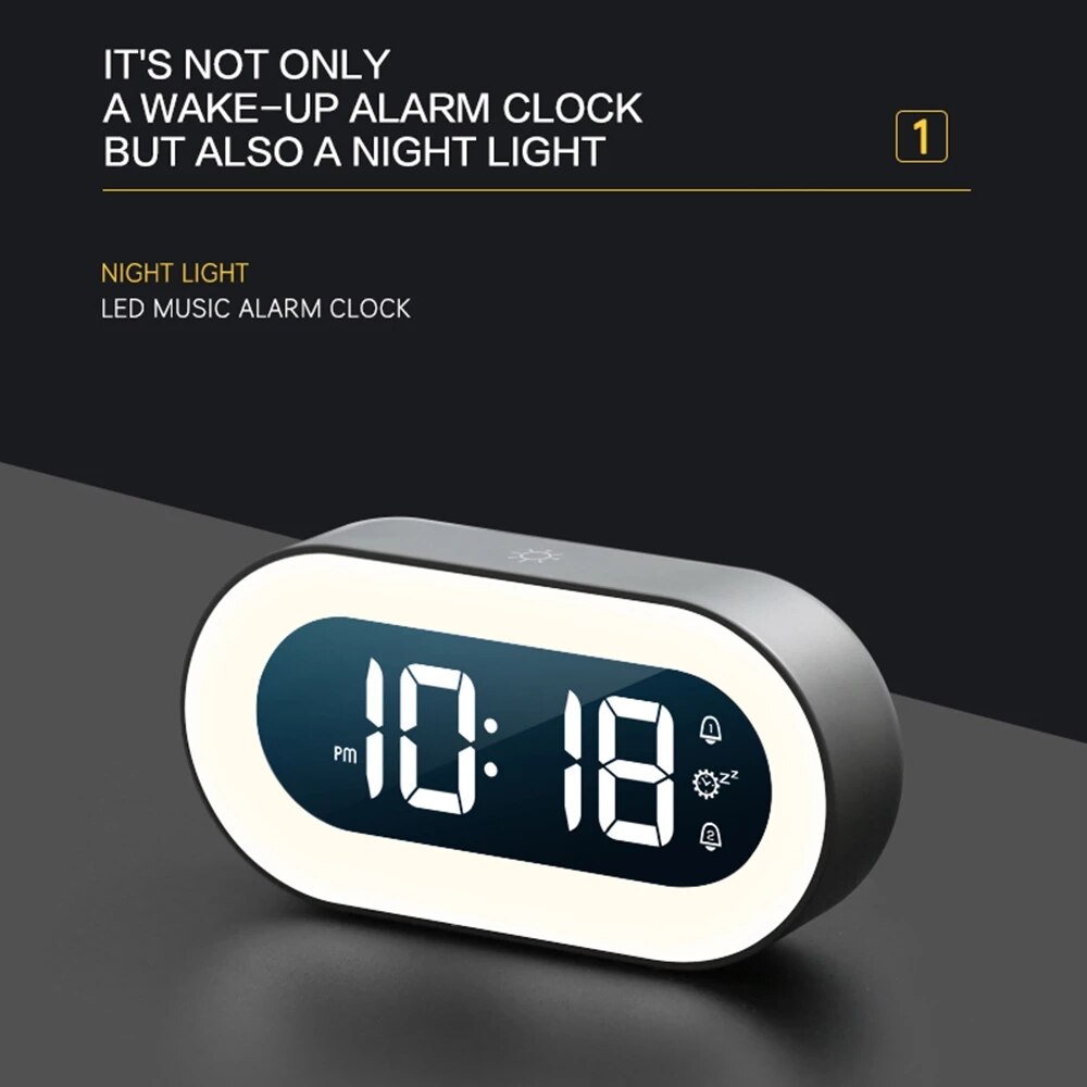 Smart Digital Alarm Clock with Night Light - Luminara