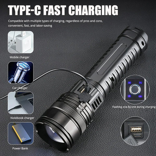 10,000 Lumen Rechargeable LED Flashlight - LuminaTech