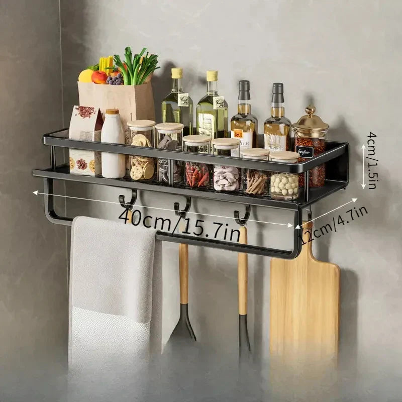 Sleek Black Kitchen Shelf - UrbanNest