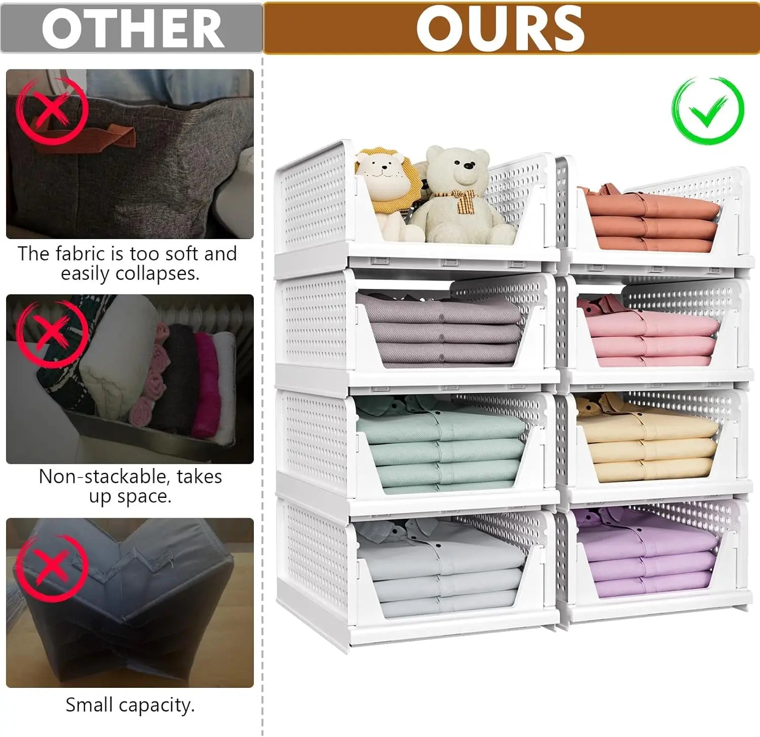 Stackable Foldable Closet Storage Boxes - LuxeHome