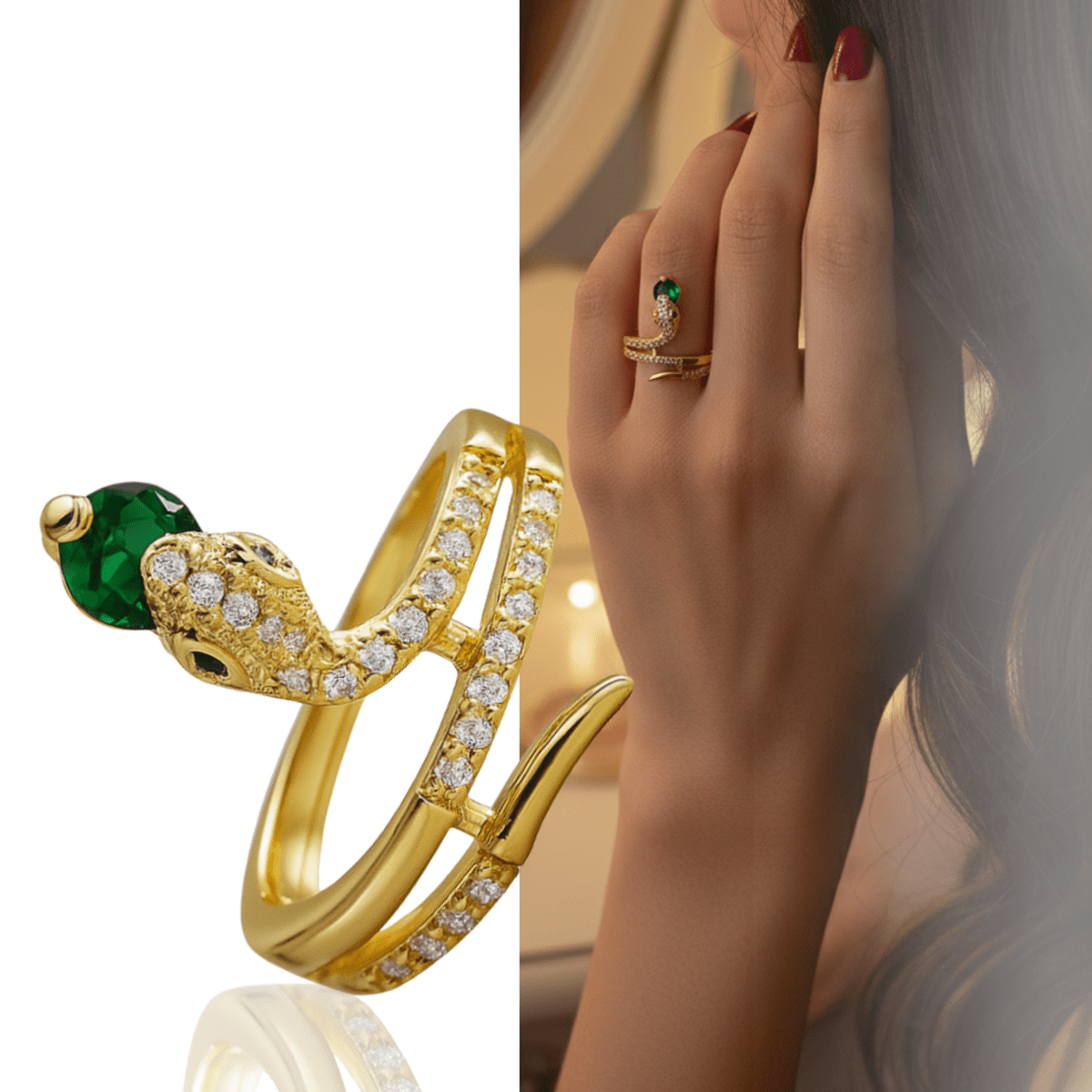 Serpent Ring - Luxara Stainless Steel with Zirconia Accent