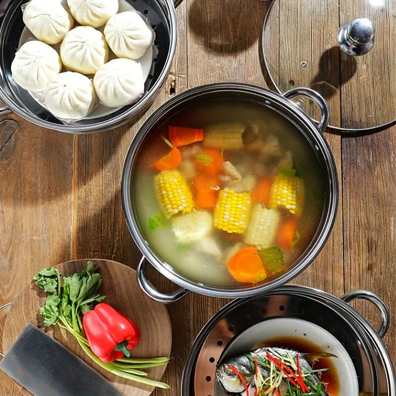 Stainless Steel Steamer with Clear Lid - PureSteam Essentials