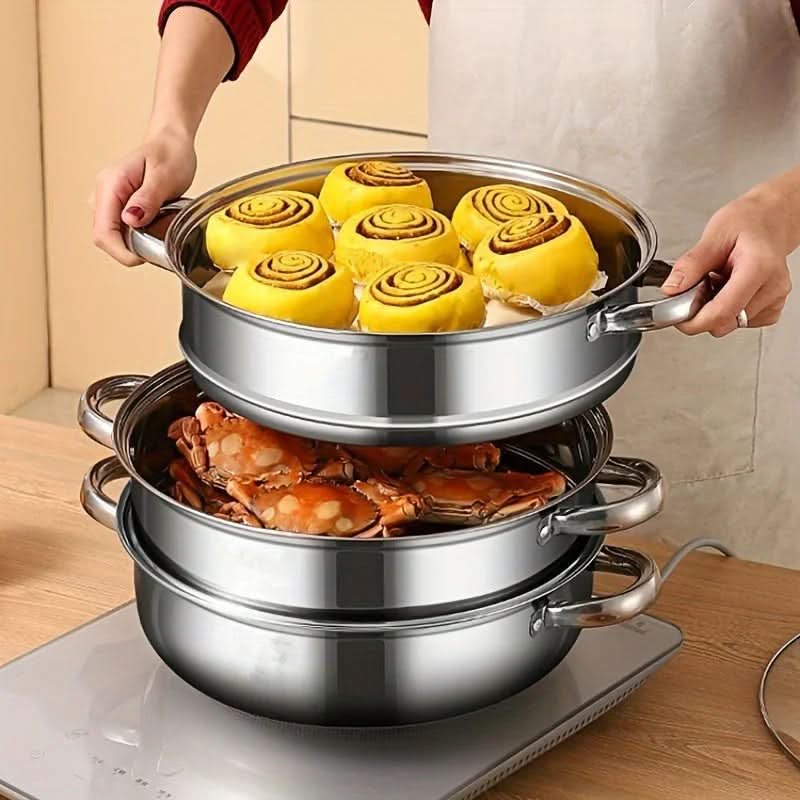 Stainless Steel Steamer with Clear Lid - PureSteam Essentials