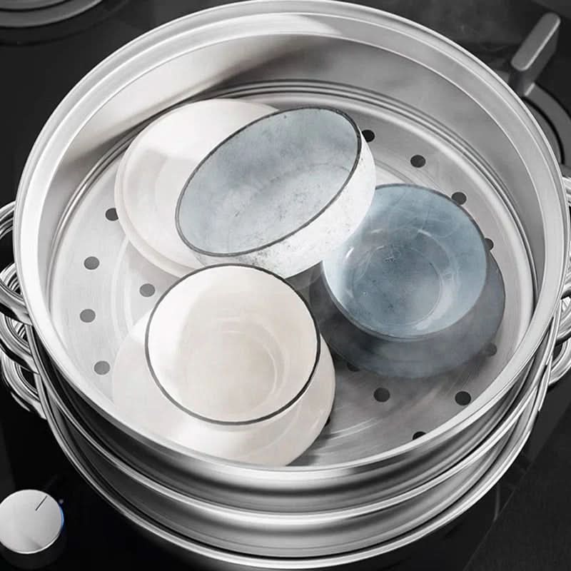 Stainless Steel Steamer with Clear Lid - PureSteam Essentials