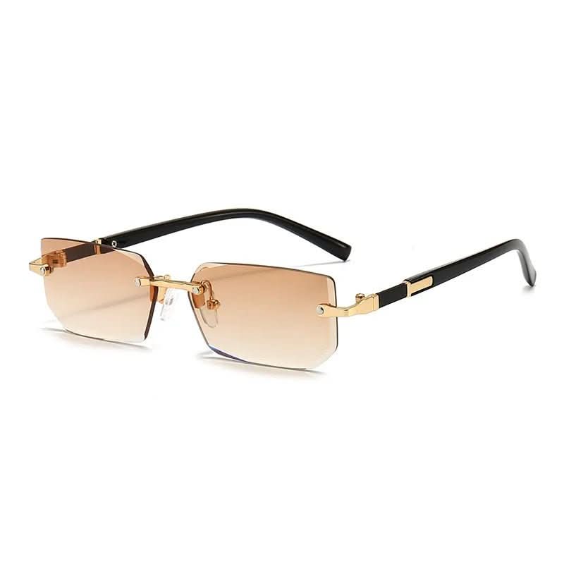 UV400 Rectangular Frameless Sunglasses - LuxeVision