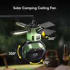 Solar Camping Fan with LED Light - EcoBreeze