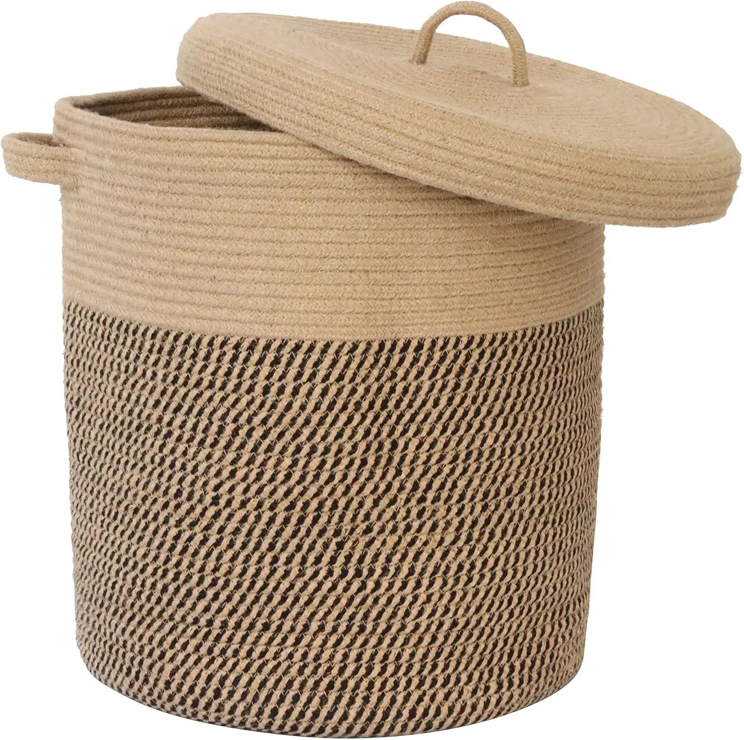 Braided Cotton Storage Basket with Lid - LuxeHome