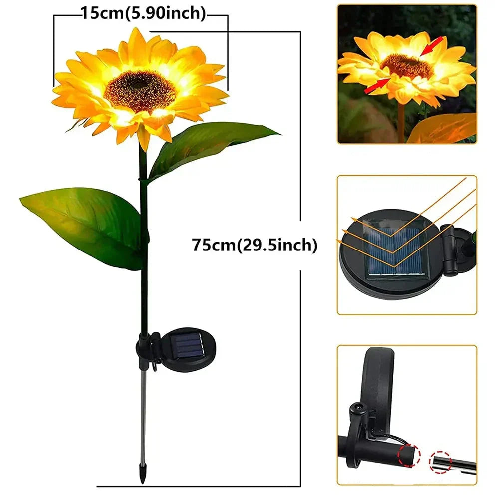 Solar Sunflower Lamp - LuminaGlow