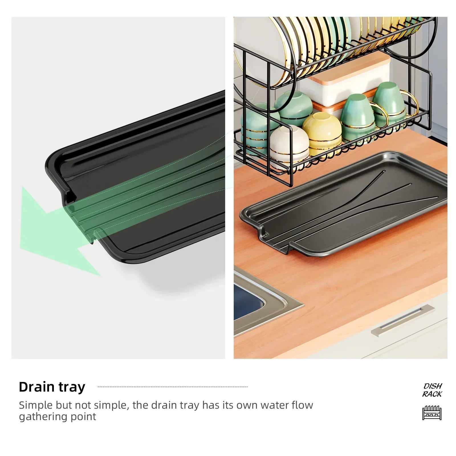 2-Tier Dish Drying Rack with Cutlery Holder - LuxeHome