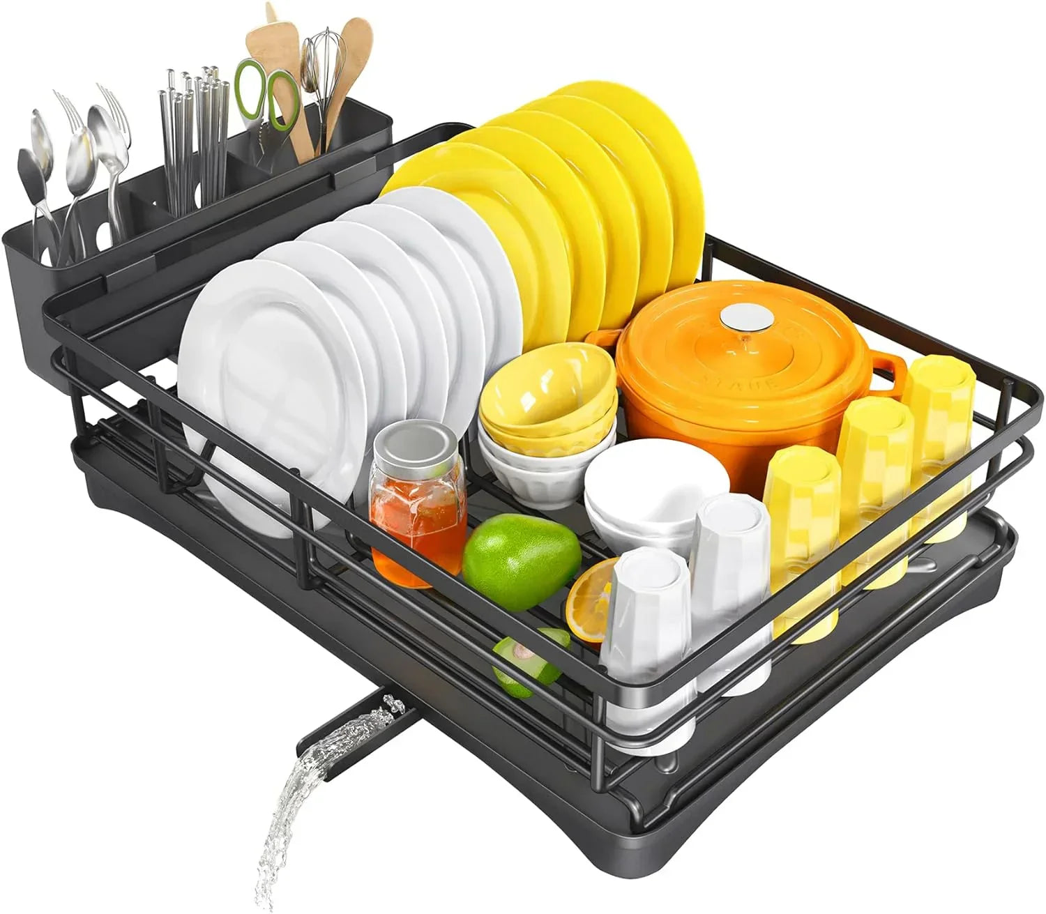 Dish Drying Rack with Cutlery Holder - LuxeHome