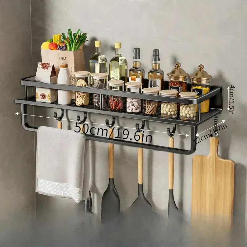 Sleek Black Kitchen Shelf - UrbanNest