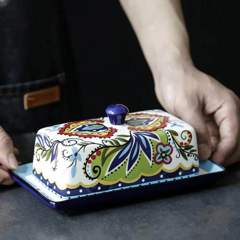 Tuscan Style Hand-Painted Butter Dish - Artisano Home