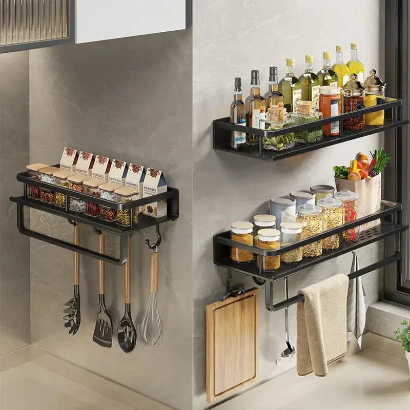Sleek Black Kitchen Shelf - UrbanNest